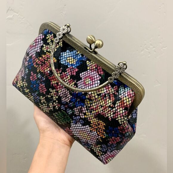 Handmade Genuine Embossed Leather Floral Print Top Handle bag & Small Purse Set - Picture 15 of 16